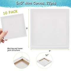22PCS Mini Canvases for Painting – 5 x 5 in Bulk Small Square Stretched Canva…