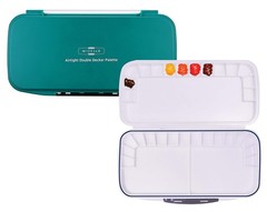 Mijello Double Decker Watercolor Palette, 40 Paint Wells, Teal, 13.25″ x 6.75…