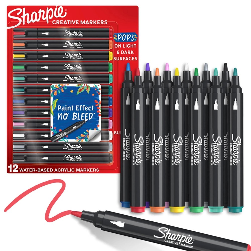 Creative Markers, Earth Tones, Water-Based Acrylic, Assorted Colors, 12ct