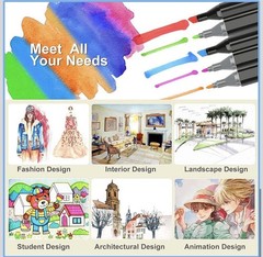 204 Colors Art Marker Set Dual Tip Coloring Pens for Kids Adults Drawing Gift