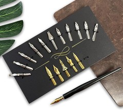 Calligraphy Pens Set – 17 Pieces Stainless Steel Pen Nibs black