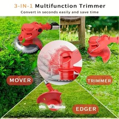 Cordless Electric Weed Wacker Portable Grass Trimmer with 3 Blade Types and 2 Hi