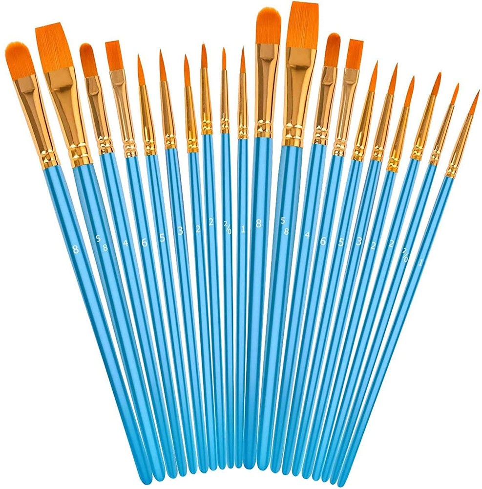 Soucolor Acrylic Paint Brushes Set, Easter Basket Stuffers, 20-Pack, Blue
