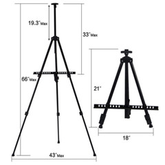 Adjustable Tripod Stand Easel Metal Floor Art Painting Supplies Bracket with Box