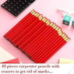 48 Pcs Jumbo round Pencil, Wooden Pencil with Black Core for Carpenters Construc