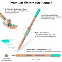 COLOUR BLOCK 24PC Premium Cedar Wood Watercolor Pencil Set with I Ideal penci…