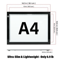 A4 LED Copy Board Tracing Light Box, Adjustable Brightness Artcraft LED Trace