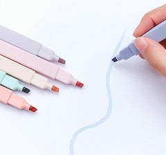 6Pack Multiple Colors Soft Marker Pen 4mm Nib Fluo Pen Smooth Writing Marking C