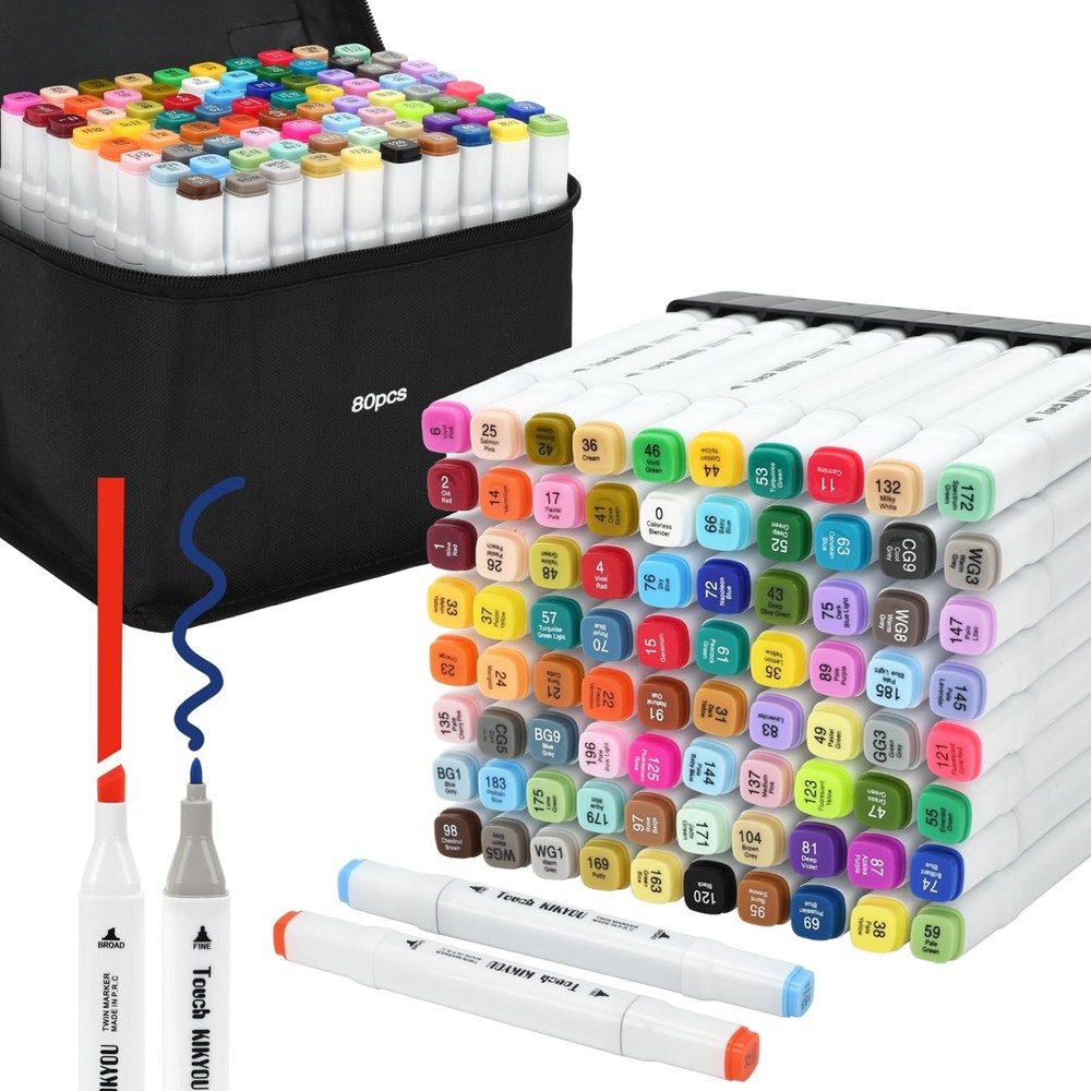 80 Colors Alcohol Markers Set, Dual Tip Permanent Coloring Markers for Adult,…