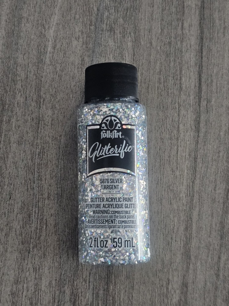 PLAID FOLKART GLITTERIFIC 5876 SILVER GLITTER ACRYLIC PAINT 2 OUNCE CONTAINER