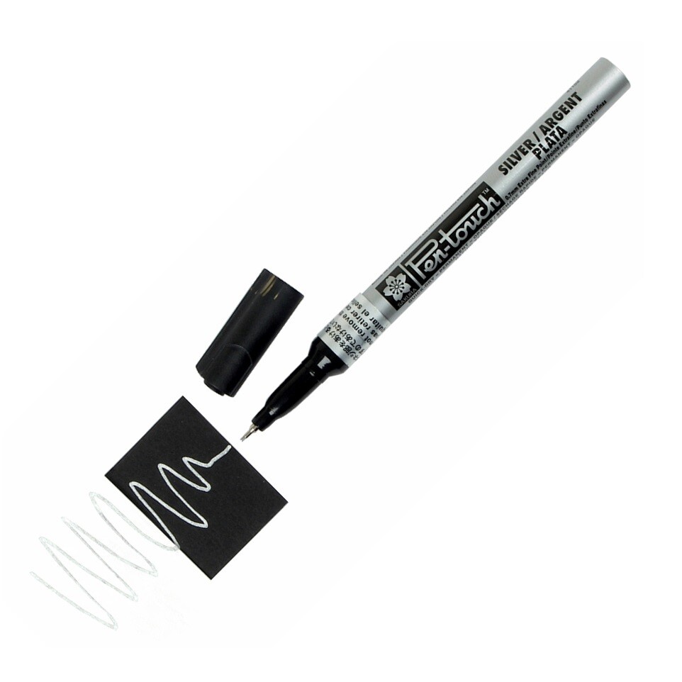 41102 Sakura Pen-Touch Paint Marker, Extra Fine 0.7mm, Metallic Silver Pack of 2