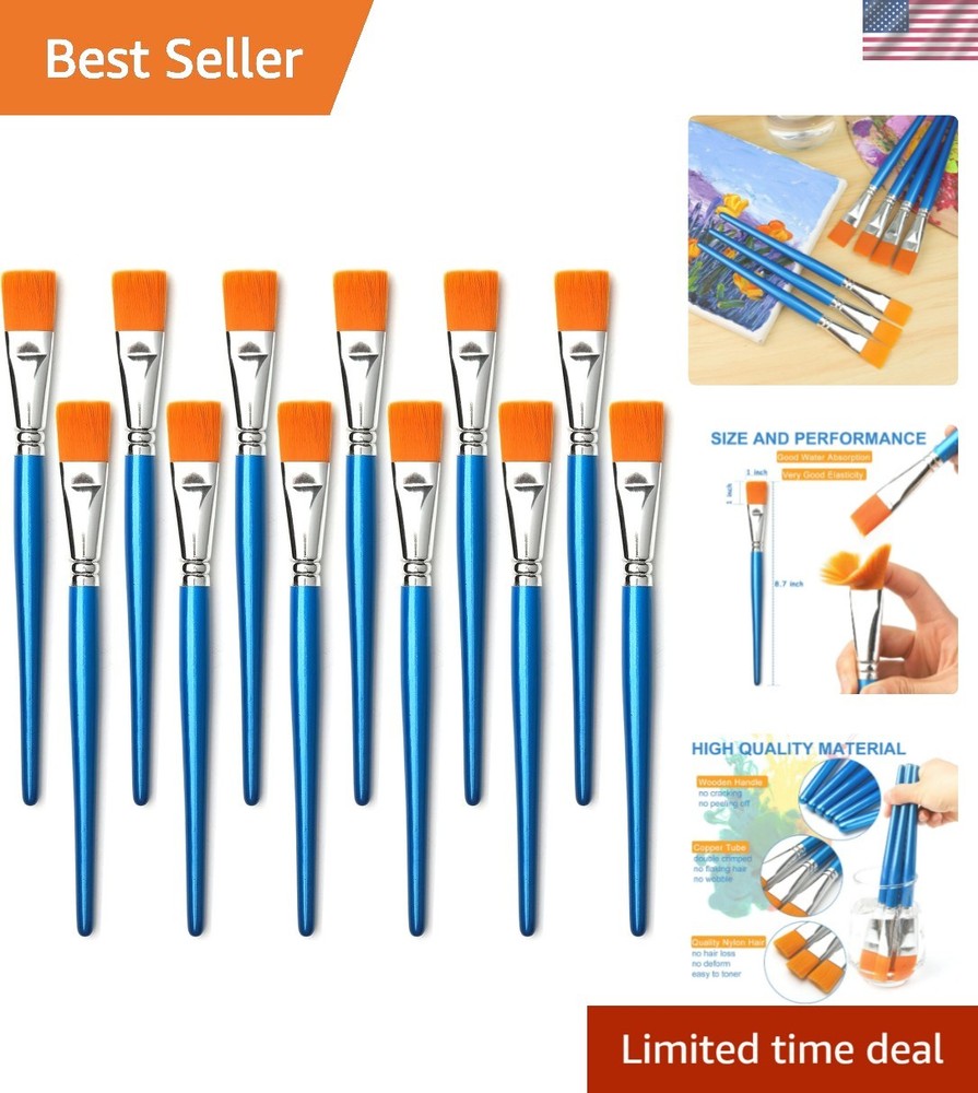 1 inch Flat Paint Brushes for Acrylic Painting,12 Pieces Large Synthetic Pain…