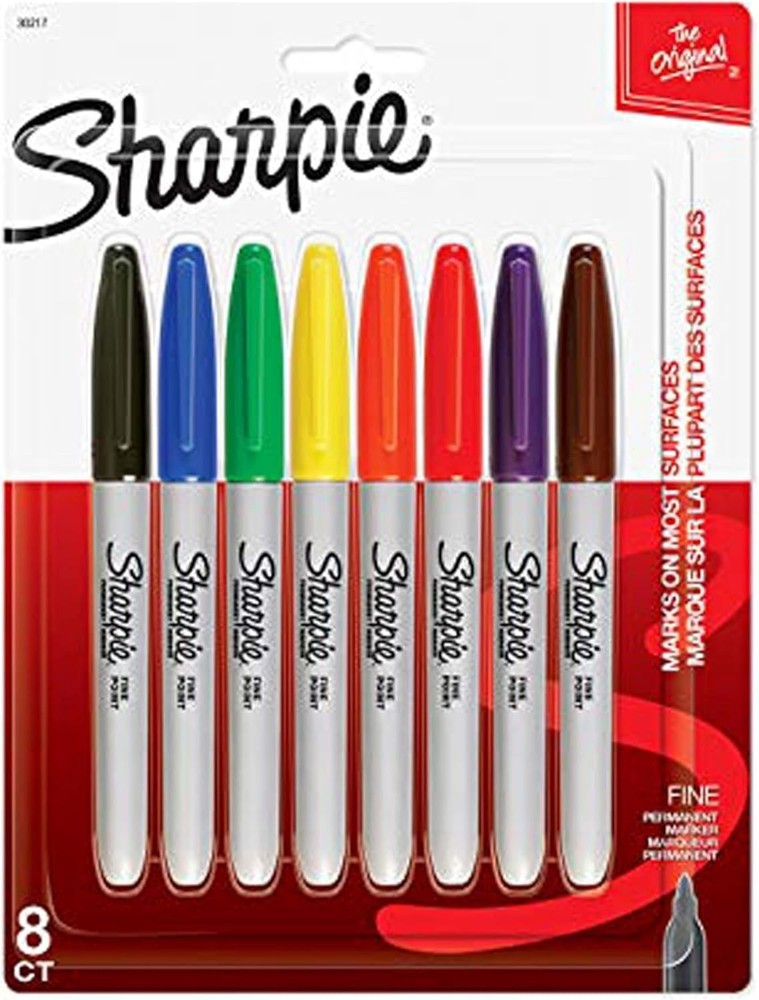 Assorted 8-Count Permanent Markers with Fine Point – Quick-Dry & Water-Resistant