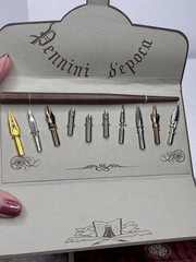 Authentic Vintage Francesco Rubinato Wooden Dip Calligraphy Pen Set W/ Ink Italy
