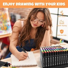 120 Colors Alcohol Markers Brush Tip Dual Tip Art Markers for Kids Marker Pen…