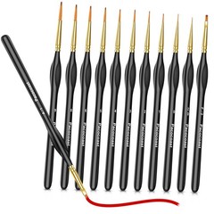 Detail Paint Brushes Set, 12PC Miniature for Fine Small, Black
