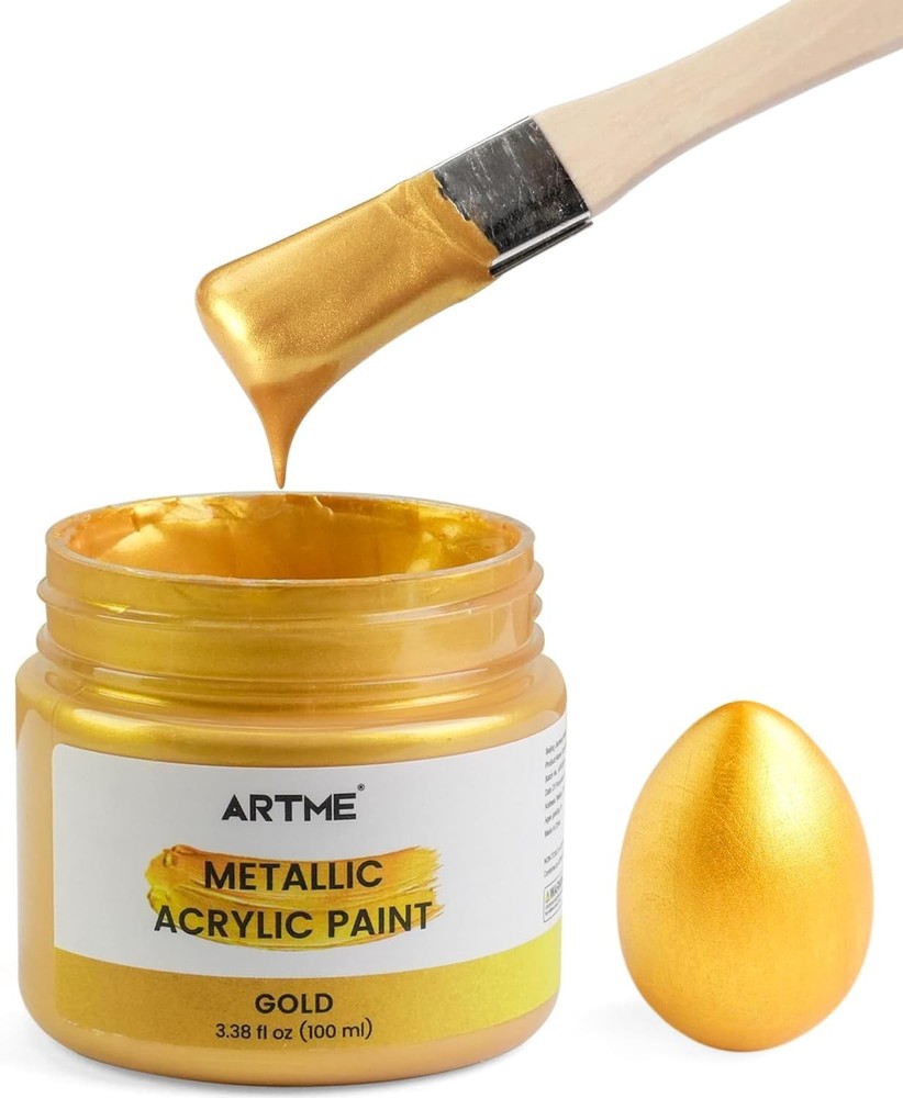 Metallic Gold Acrylic Paint, 100ML Non-Toxic, Non-Fading Gold Leaf Paint for Art