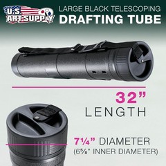 Drafting Drawing Poster Tube EXTRA-LARGE Black Diameter: 7-1/4”, Length: 32“-52”