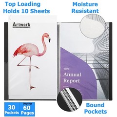 Heavy Duty Binder with Plastic Sleeves 18″x24″, Portfolio Folder with 30 Clea…