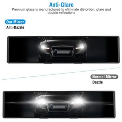 Car Rearview Mirror 11.4in Interior Clip-on Curve Convex Panoramic Anti-glare