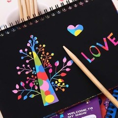 4 Pack Scratch Arts Drawing Notebook for Kids Drawing Pad, Large Rainbow Scratch