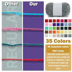 Acrylic Yarn Mini Skeins, 1200 Yards Soft Yarn for Crocheting & Knitting,