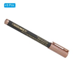 Metallic Marker Pens, 6pcs Paint Pens Medium Point Colored Markers, Red Brown