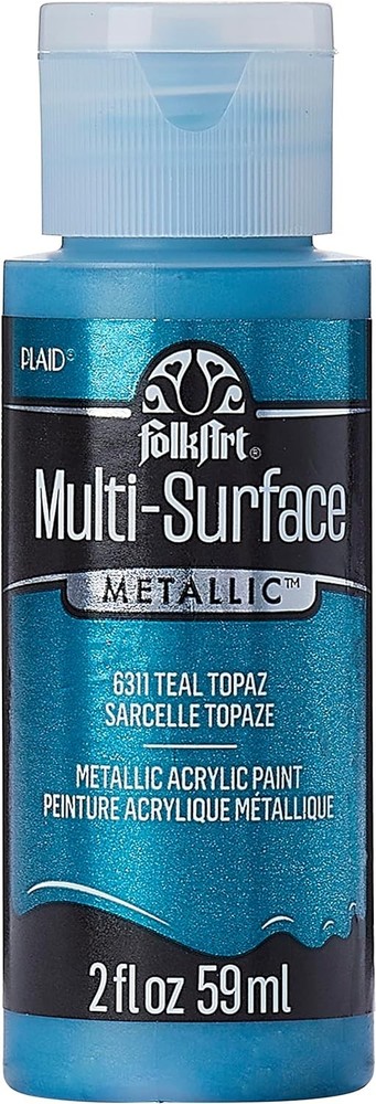 FolkArt Multi-Surface Metallic Paint 2 Fl Oz (Pack of 1), Teal Topaz