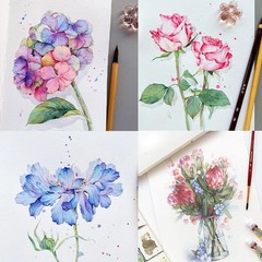 RGBMIX 14 Sheets Flower Watercolor Paper Book 9×12” Watercoloring WHITE