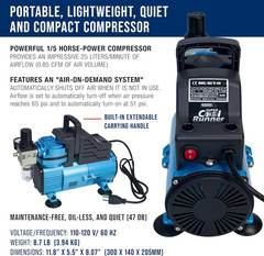 Cool Runner Dual Fan Air Compressor Kit with 3 Airbrushes & 6 Acrylic Colors