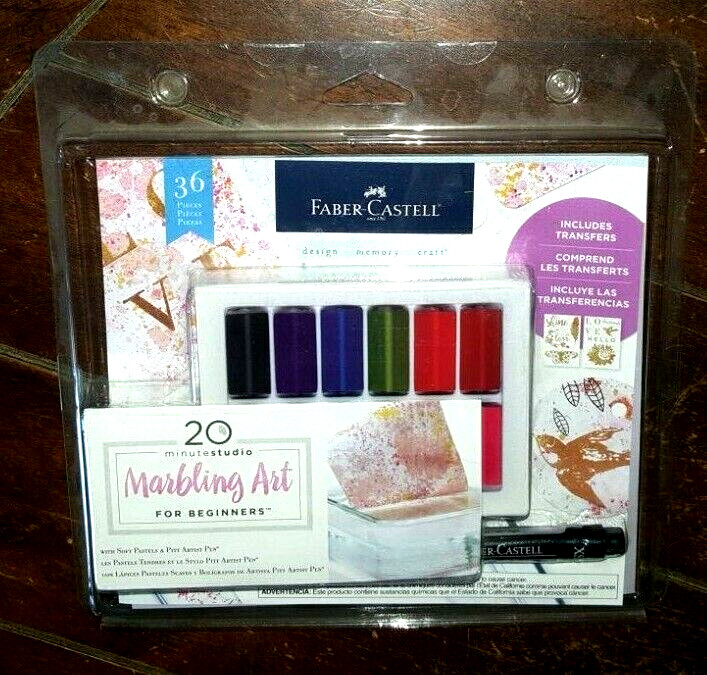 Faber-Castell 36pc Marbling Art for Beginners w/Soft Pastels & PITT Artist Pen!