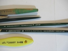 Six Vintage Paintbrushes Grumbacher Delta Lexington Canary Simmons Germany USA