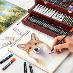TMOL Art Supplies, 175-Pack Deluxe Art Set Drawing Painting Kit with 2 Cherry