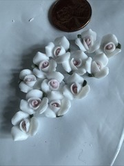 New Old Stock Lot Mini Bisque Porcelain Roses Ivory/Pink Crafts Project 100+ Pcs