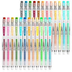 Retractable Gel Pens – Colored Pens for Adult Coloring – Cute Pen Set 24 Colors