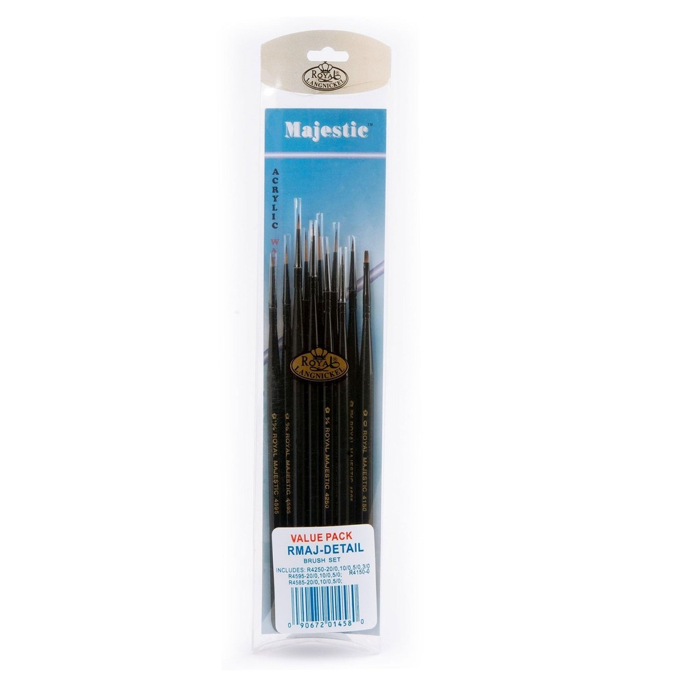 Royal & Langnickel Majestic Detail Artist 5/0, 10/0, 20/0, 3/0, 0, Black