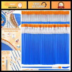 240 Pcs Small Paint Brush Set – Flat Fine Tip for Kids, Acrylic, Oil, Watercolor