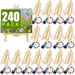 240 Pcs Professional Painting Set With 20 Pcs Wood Easels20 Packs Of 200 Brushes