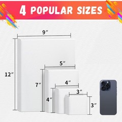 FIXSMITH Stretched Canvas for Painting 4 Pack, Pre-Primed Canvas Boards for Oil