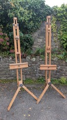 TWO (2X) Vintage Windsor & Newton Artist Adjustable Solid Beech Easels EXCELLENT