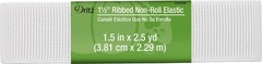 Elastic Ribbed Non Roll 1-1/2 2 Yard White Dritz 9503W 2-Yards Long