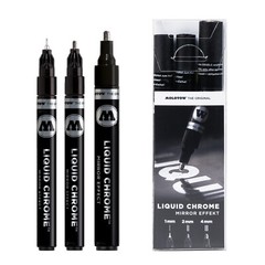 Molotow Liquid Chrome Pen Set – 3 Pack Metallic Pump Marker – 1, 2 & 4mm Nibs