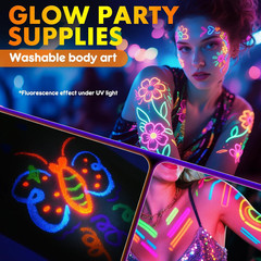 Glow in the Dark Face Paint Markers 10 Colors, Neon Body Paint Pen for Skin Glow