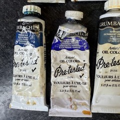 Vintage Grumbacher Pre-tested Artists Oil Color Blue & Various Shades 9 Tubes
