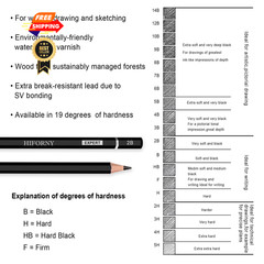 HIFORNY 24-Piece Graphite Sketching Pencil Set – 14B-5H, Ideal for Black
