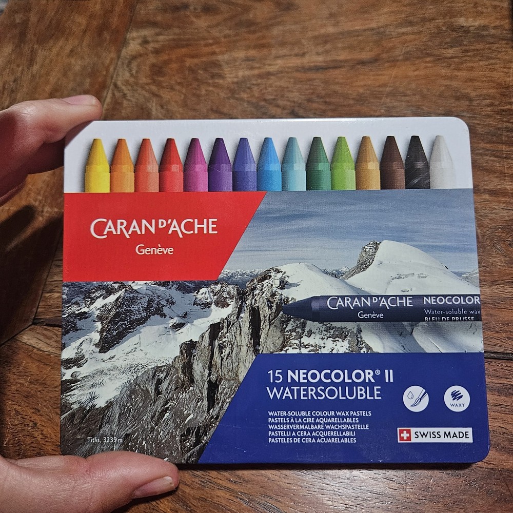 Caran d’Ache Neocolor II Water-soluble Wax Pastels 15 Colors Swiss Made