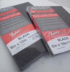 (Lot 2) Fredrix Red Label 9″ x 12″ and 8″ x 10″ black cotton stretched canvas