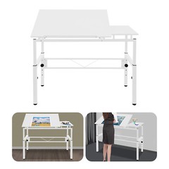 Adjustable Tilting Drawing Table 120 × 60 cm White Drafting Desk