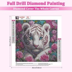 Diamond Art Kits for Adults, White Tiger Diamond Painting Kits for Beginners,