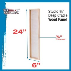 U.S. Art Supply 6×24 Birch Wood Cradled Panels 3‑Pack 3/4″ Deep Artist Boards
